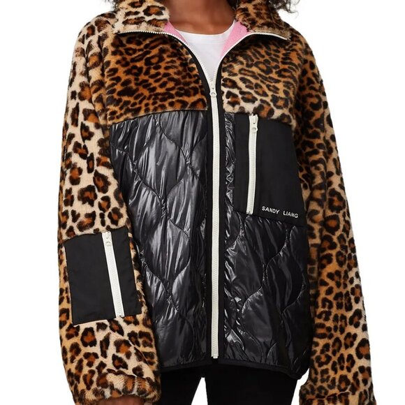 Sandy Liang Jackets & Blazers - Sandy Liang Jacket - Women's Large Black - Faux Leopard Ski Coat Designer